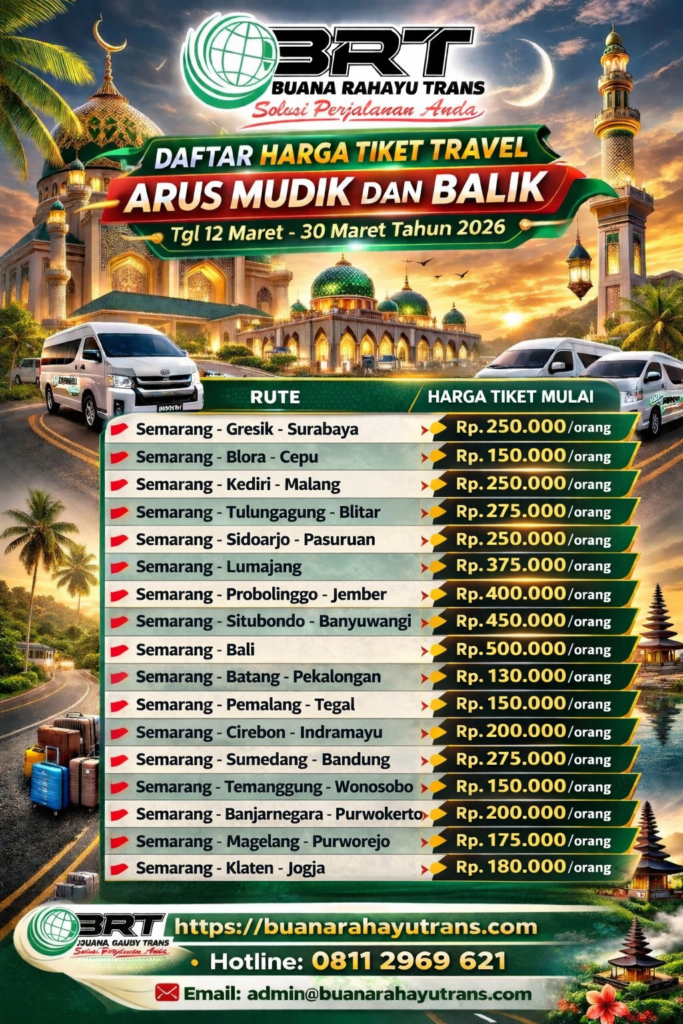 Harga Tiket Travel Mudik 2026 Jateng Jatim Jakarta