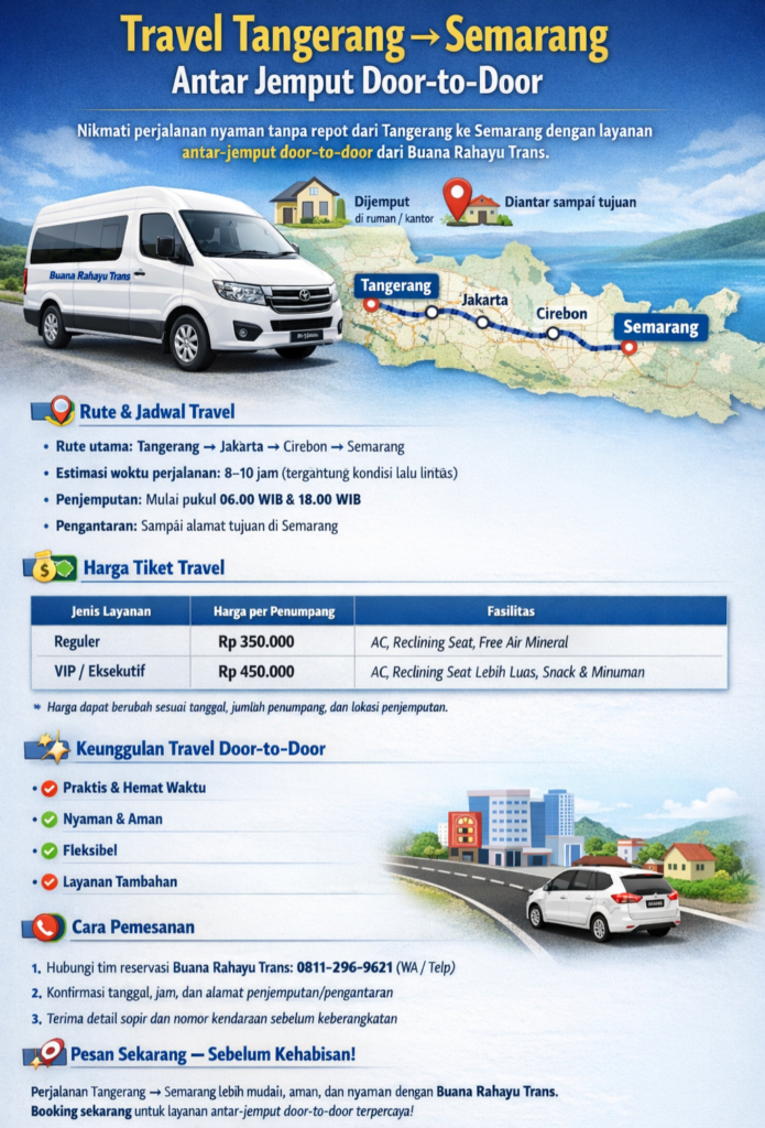 Travel Antar Jemput Tanggerang Semarang Door to door