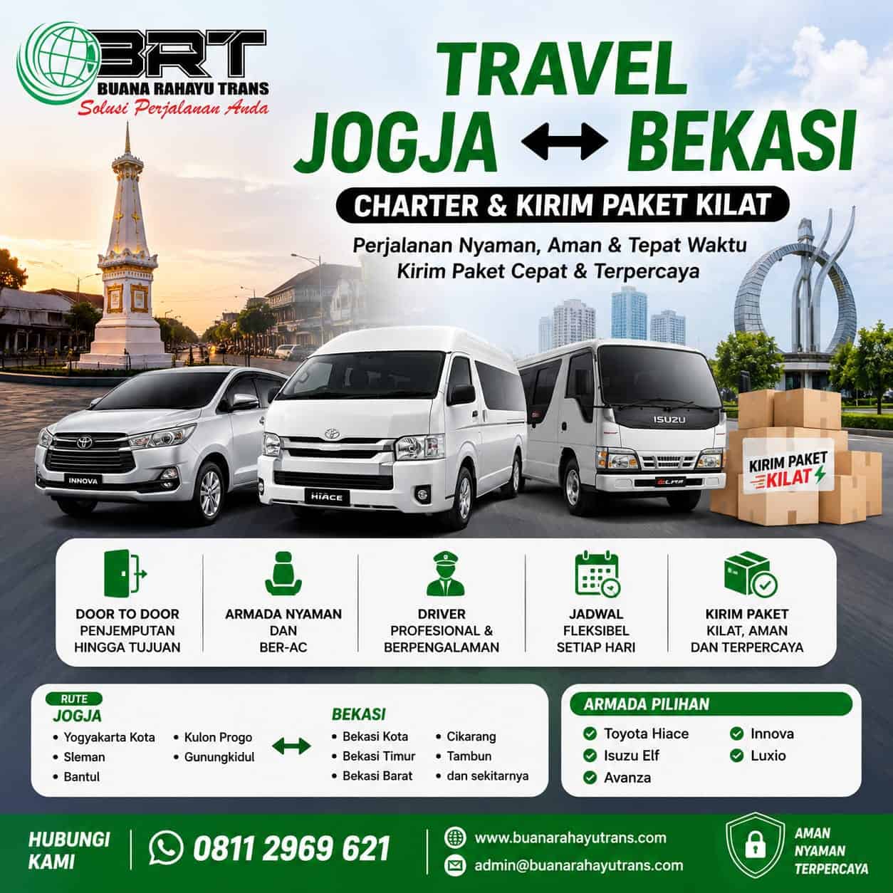 Travel Jogja Bekasi Charter dan Kirim Paket kilat
