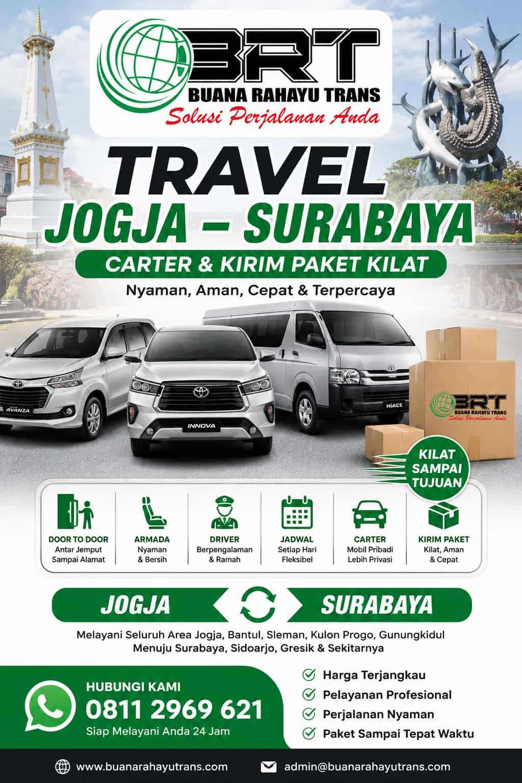 Travel Jogja Surabaya Carter dan Kirim Paket Kilat