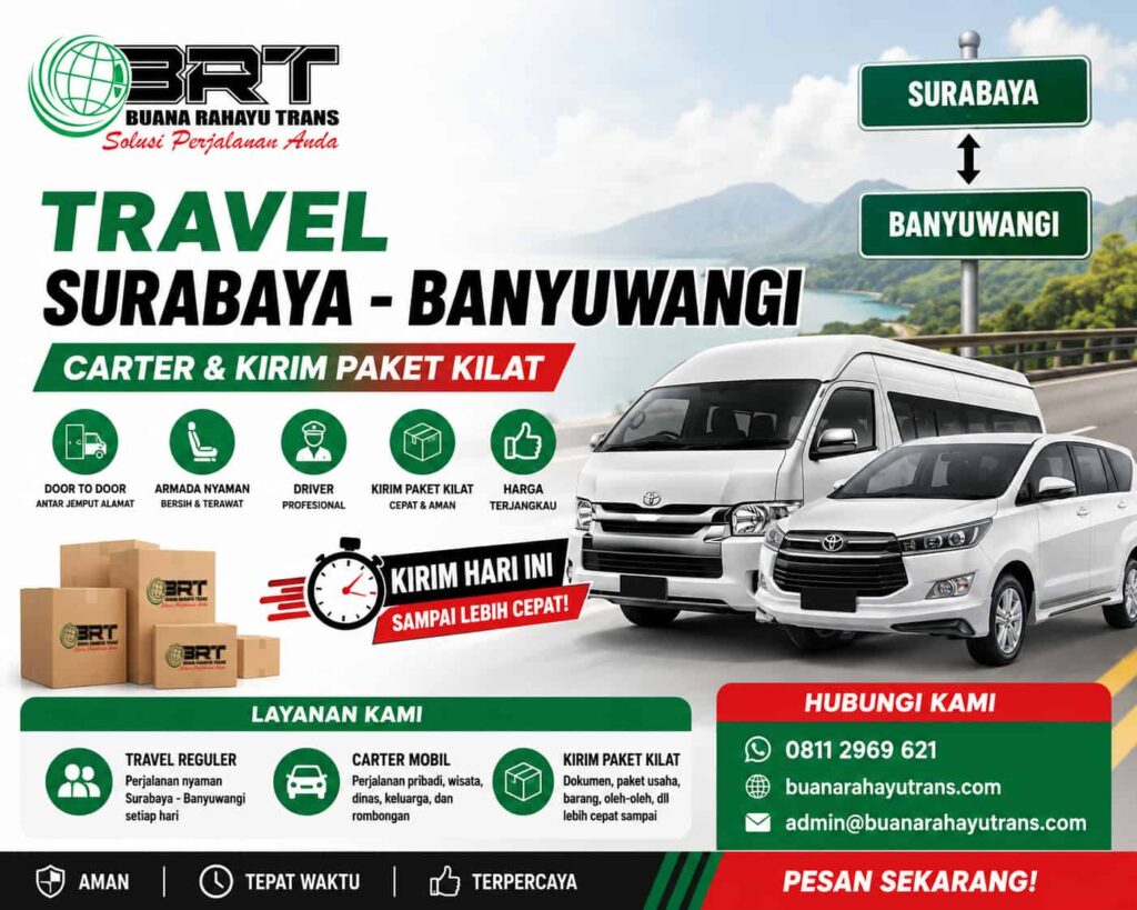 Travel Surabaya Banyuwangi Carter dan Kirim Paket Kilat