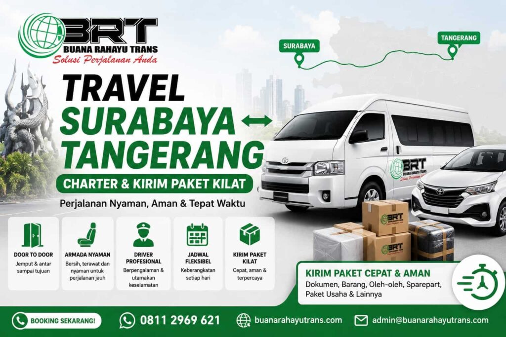 Travel Surabaya Tangerang Charter dan Kirim Paket kilat