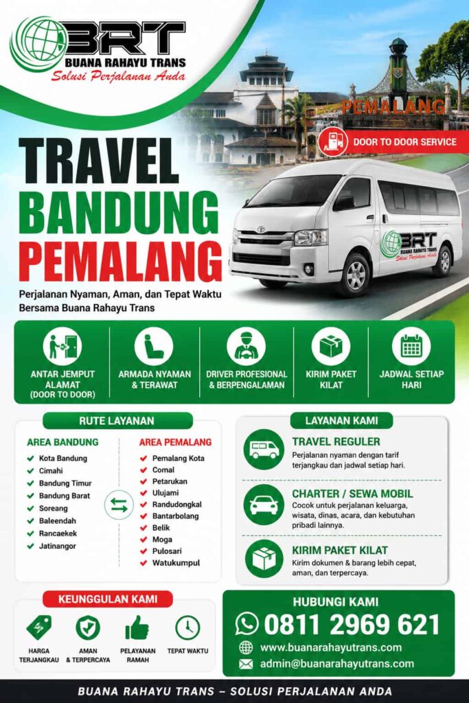 Travel Bandung Pemalang Charter dan Kirim Paket Kilat