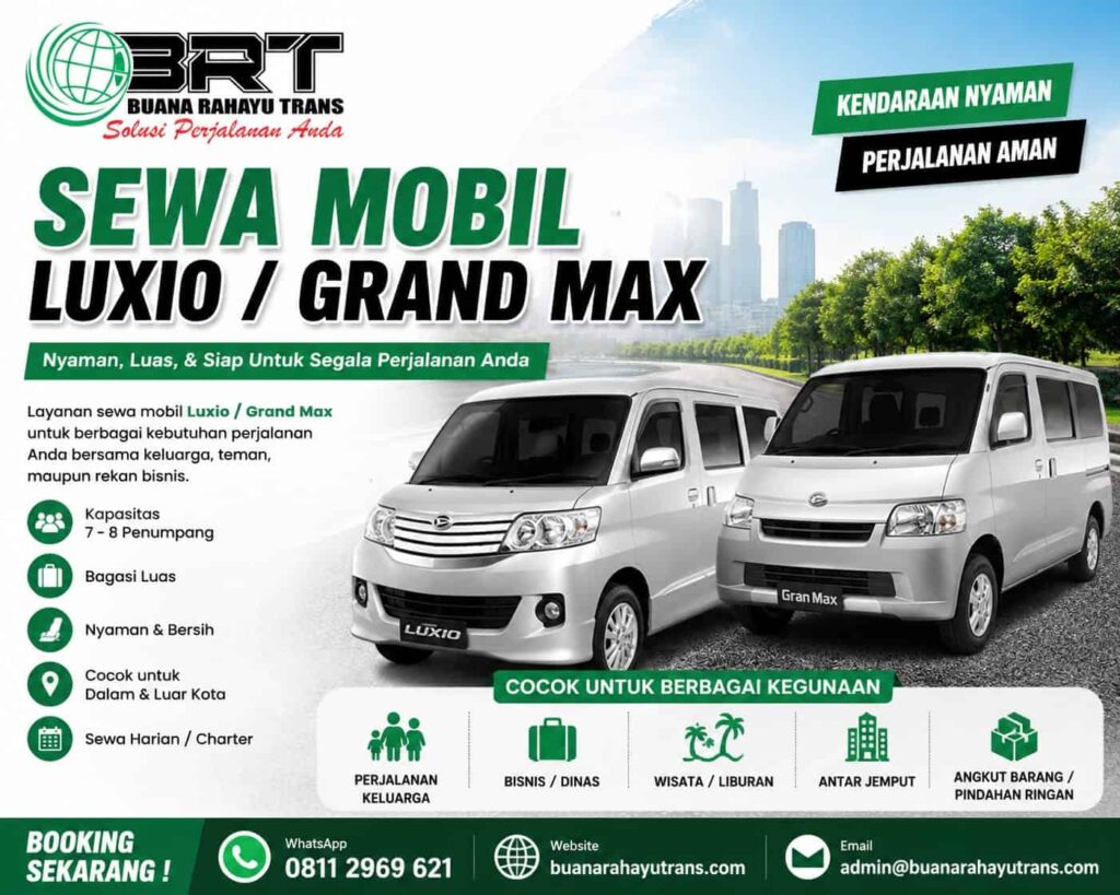 Sewa Mobil Luxio atau grandmax Charter Dalam kota Maupun luar kota